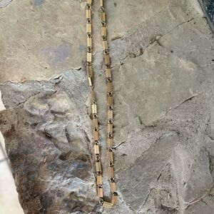 Vintage Gold Tone Rectangular Link Necklace | Mid Century Modern